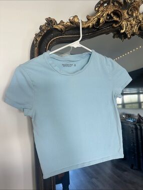Abercrombie & Fitch Women’s Cropped Pale Blue Short Sleeve Tee